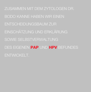 ZUSAMMEN MIT DEM ZYTOLOGEN DR. BODO KANNE HABEN WIR EINEN ENTSCHEIDUNGSBAUM ZUR EINSCHÄTZUNG UND ERKLÄRUNG 
SOWIE SELBSTVERWALTUNG 
DES EIGENEN PAP UND HPV BEFUNDES ENTWICKELT.








VORSTANDSMITGLIED  PROFAMILIA